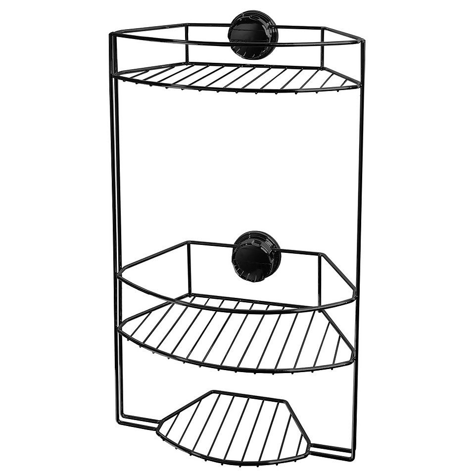 3-Tier Self Adhesive Shower Storage Basket - Black