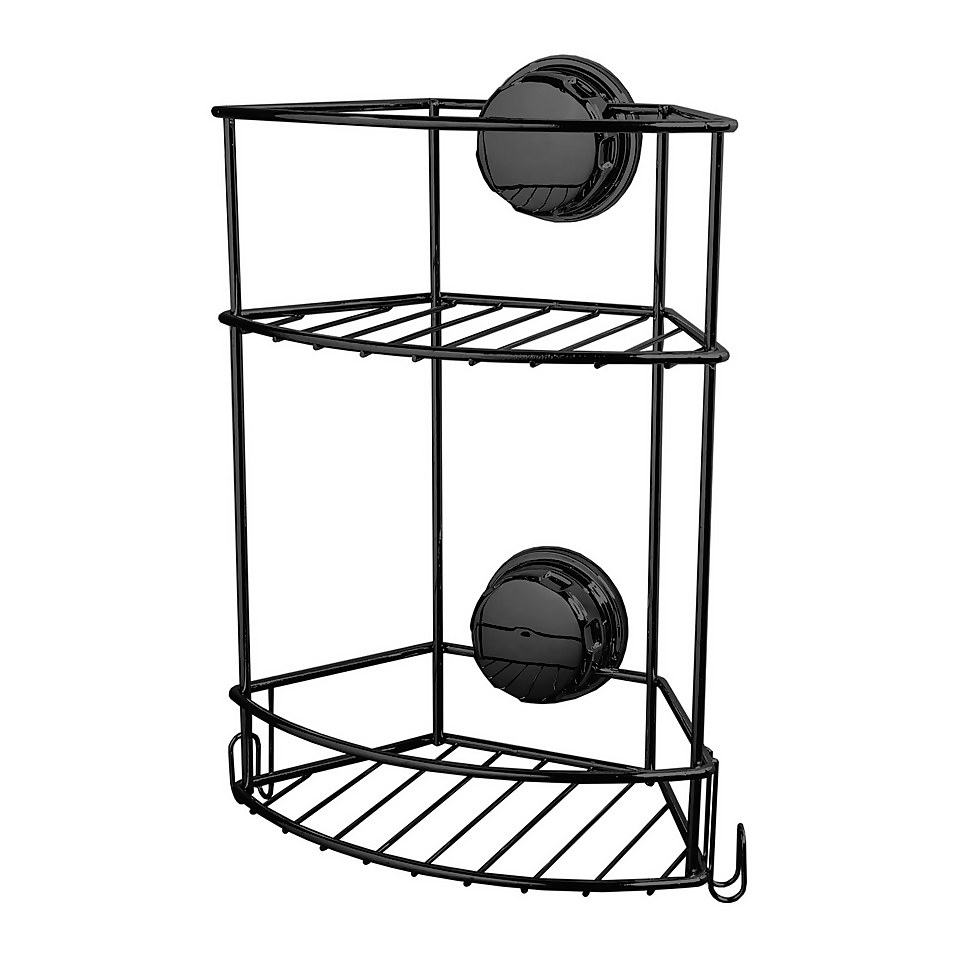 2-Tier Self Adhesive Shower Storage Basket - Black
