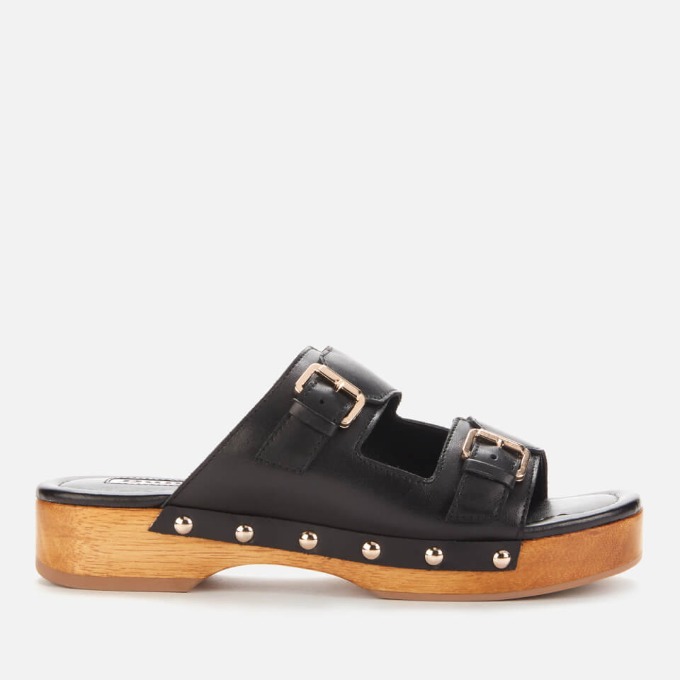 Dune Women's Juniper Leather Clog Sandals - Black - UK 3