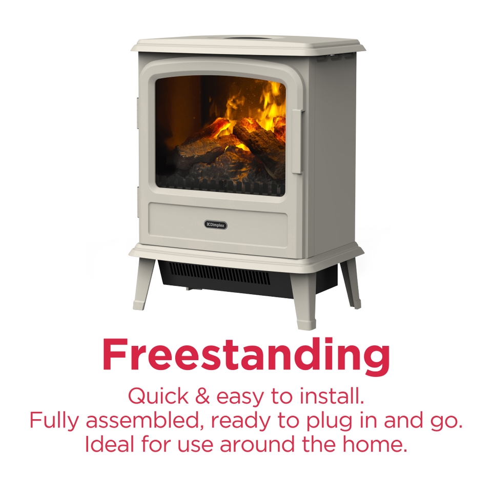 Dimplex Evandale Optimyst Freestanding Electric Stove with Realistic Log Effect Fuel Bed - Pebble