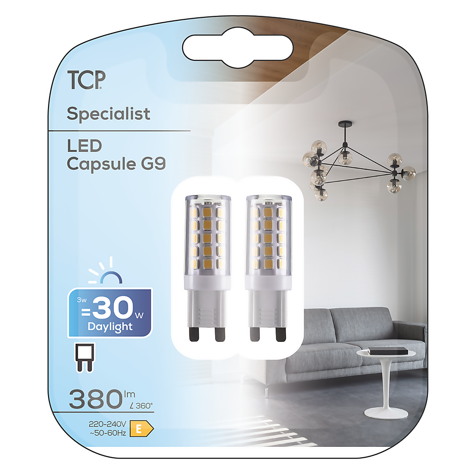 TCP LED G9 380LM Daylight Light Bulb - 2 Pack
