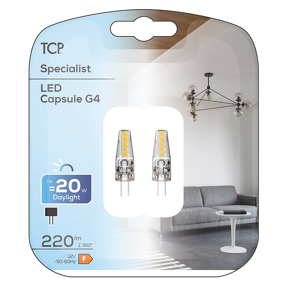 TCP LED G4 2W220LM Daylight Light Bulb 2 Pack Homebase