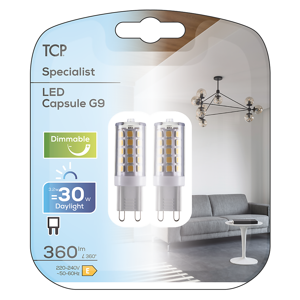TCP LED G9 350LM Daylight Dimmable Light Bulb - 2 Pack