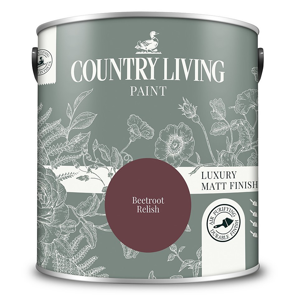 Country Living Matt Emulsion Multi-Surface Paint Beetroot Relish - 2.5L