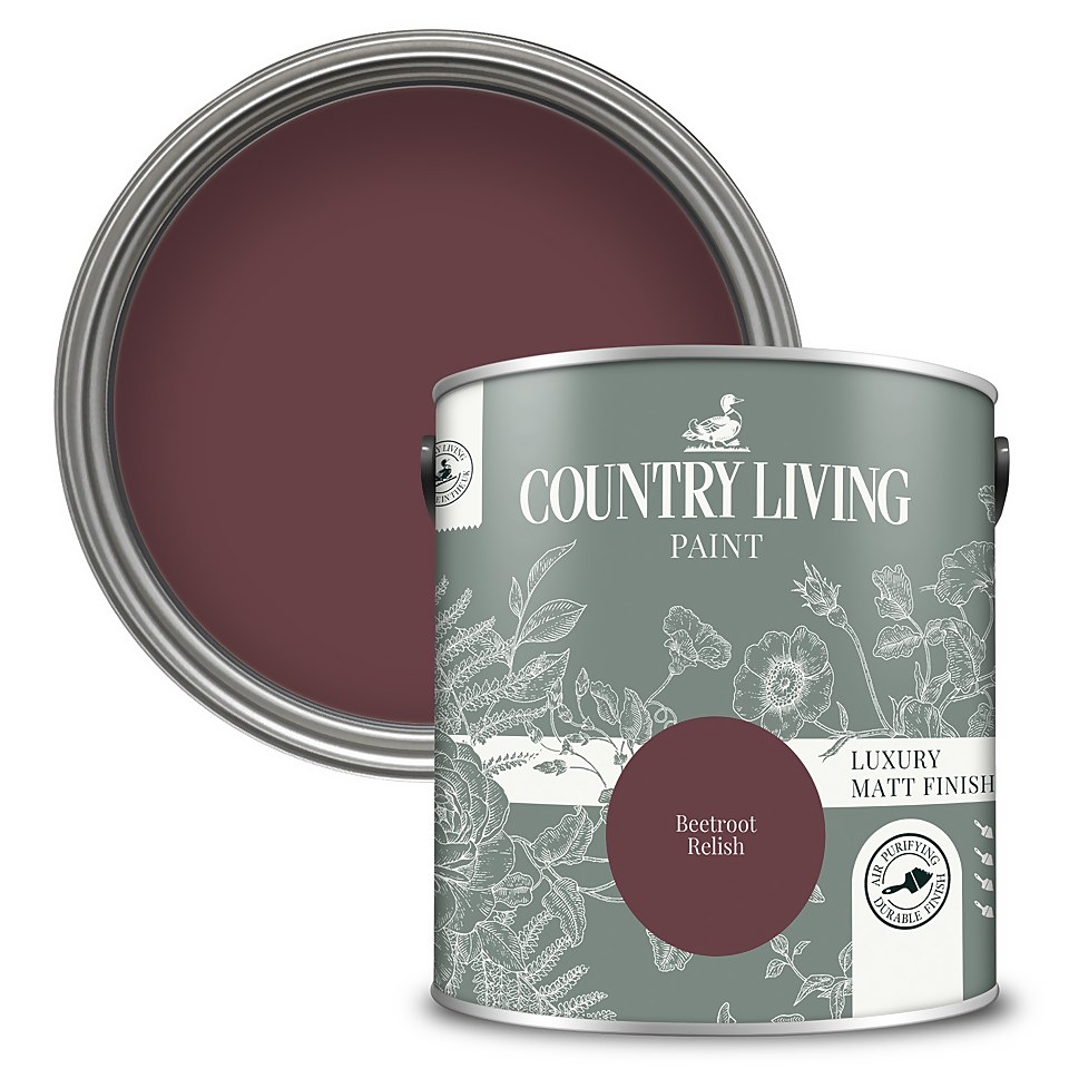 Country Living Matt Emulsion Multi-Surface Paint Beetroot Relish - 2.5L