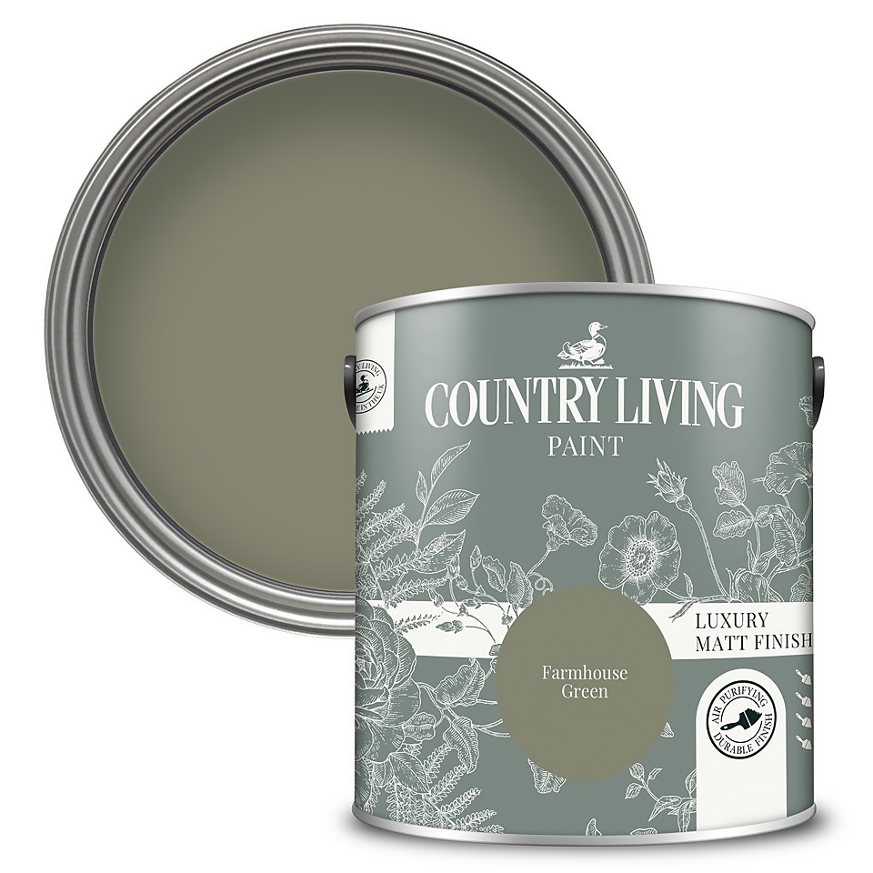Country Living Matt Emulsion Multi-Surface Paint Farmhouse Green - 2.5L