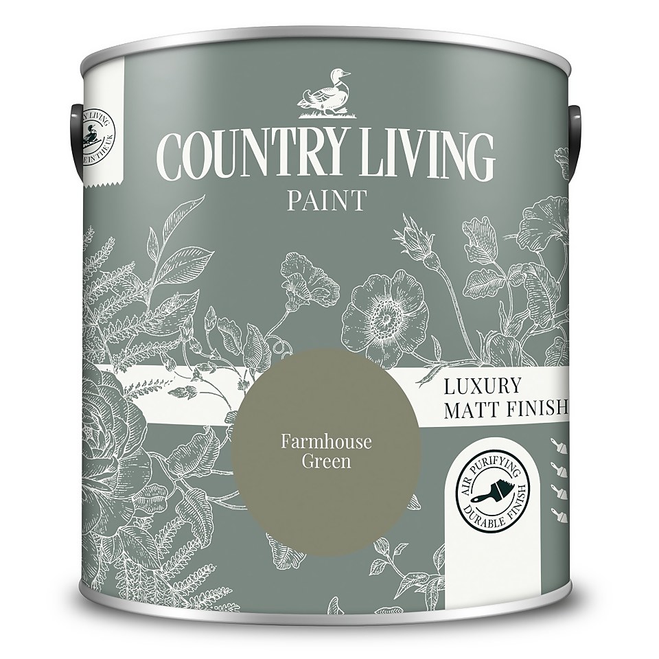 Country Living Matt Emulsion Multi-Surface Paint Farmhouse Green - 2.5L