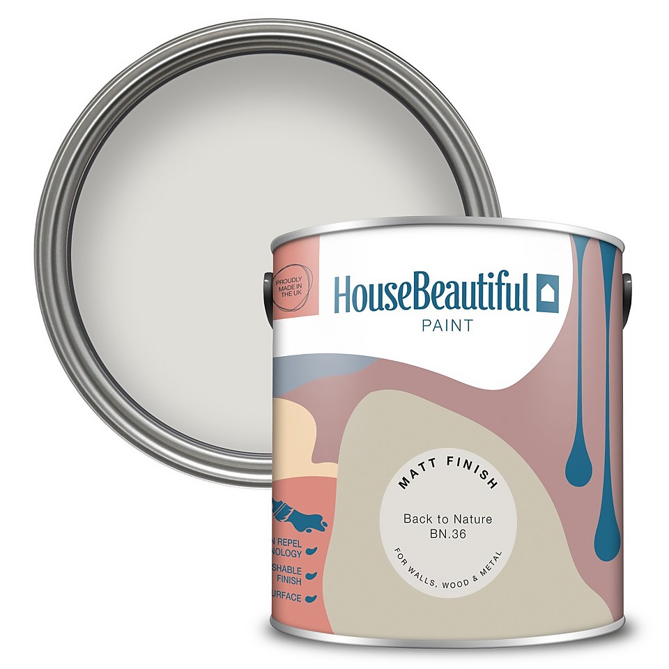 House Beautiful Durable Matt Emulsion Multi-Surface Paint Back to Nature BN.36 - 2.5L