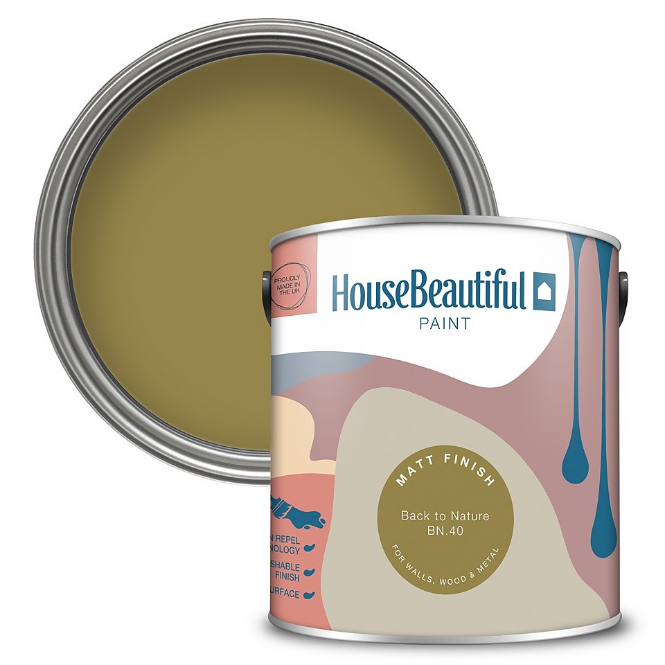 House Beautiful Durable Matt Emulsion Multi-Surface Paint Back to Nature BN.40 - 2.5L