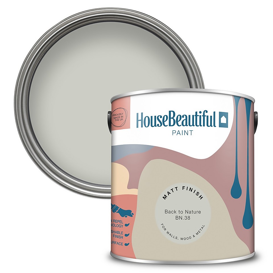 House Beautiful Durable Matt Emulsion Multi-Surface Paint Back to Nature BN.38 - 2.5L