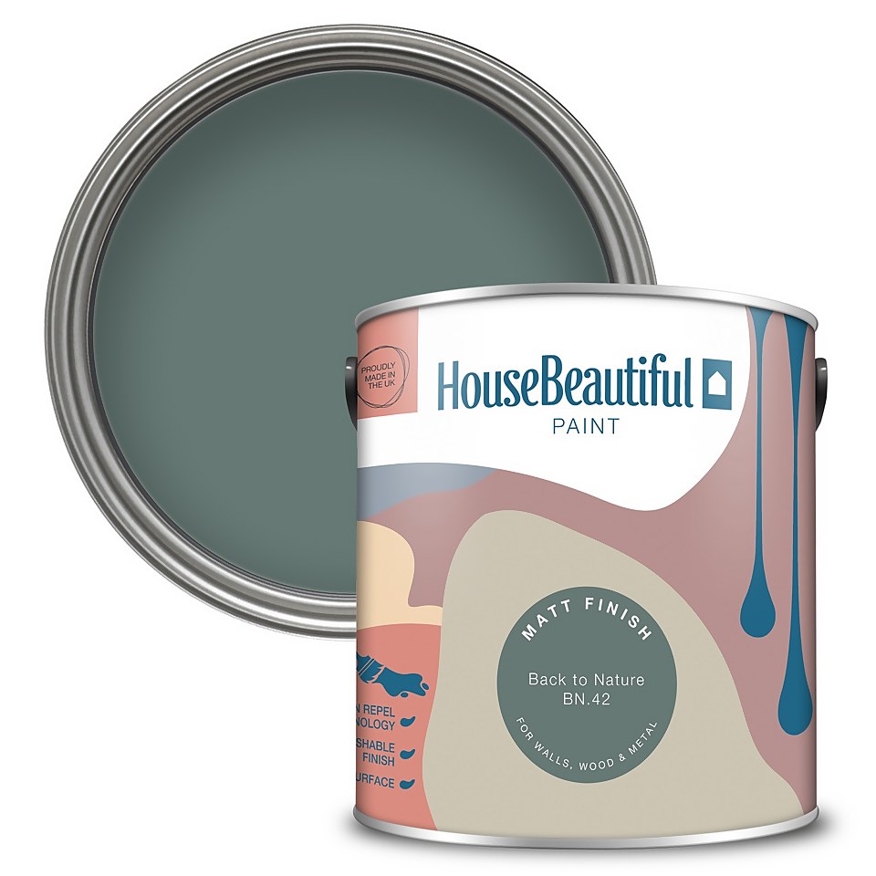 House Beautiful Durable Matt Emulsion Multi-Surface Paint Back to Nature BN.42 - 2.5L