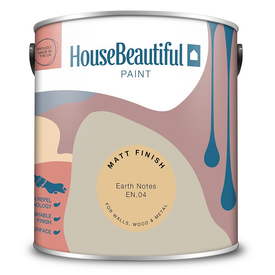 House Beautiful Durable Matt Emulsion Multi-Surface Paint Earth Notes EN.04 - 2.5L