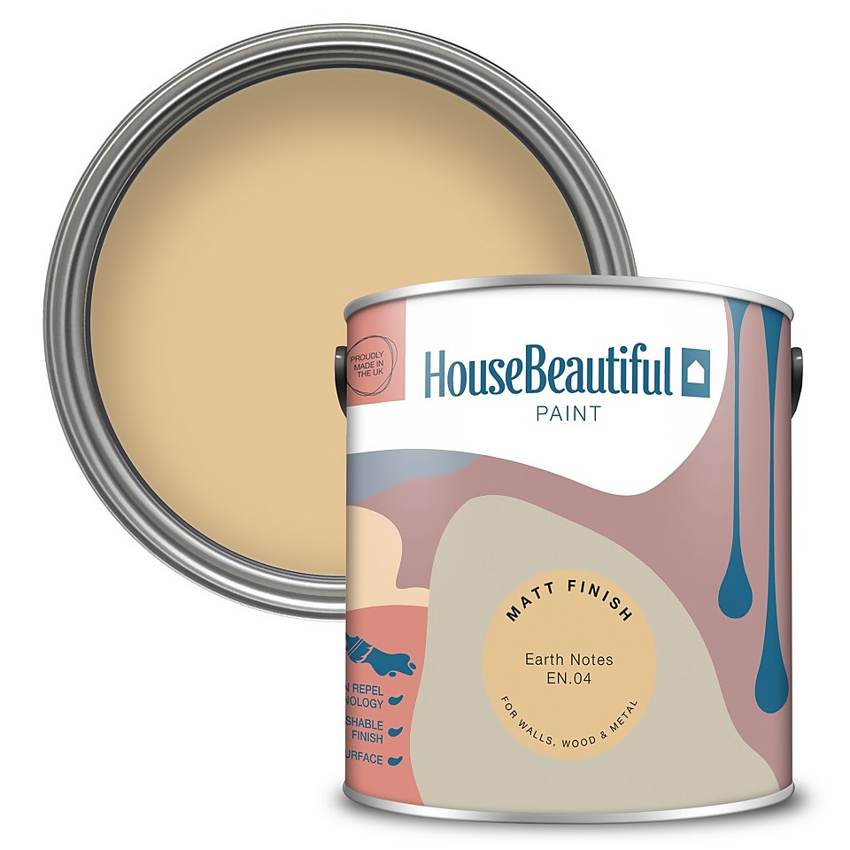 House Beautiful Durable Matt Emulsion Multi-Surface Paint Earth Notes EN.04 - 2.5L