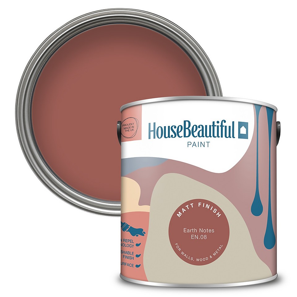 House Beautiful Durable Matt Emulsion Multi-Surface Paint Earth Notes EN.08 - 2.5L