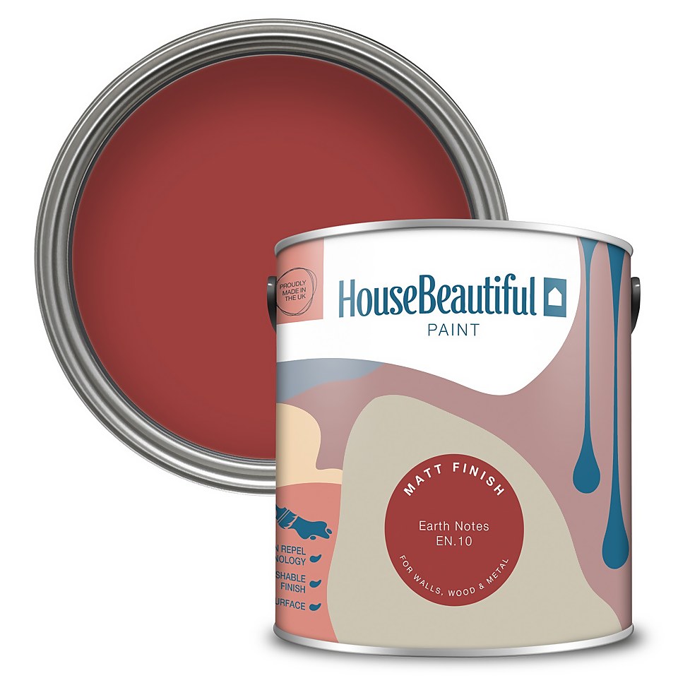 House Beautiful Durable Matt Emulsion Multi-Surface Paint Earth Notes EN.10 - 2.5L