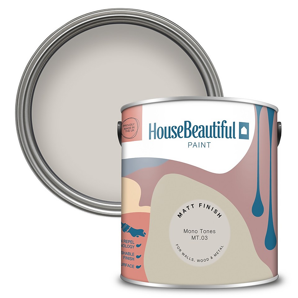 House Beautiful Durable Matt Emulsion Multi-Surface Paint Mono Tones MT.03 - 2.5L