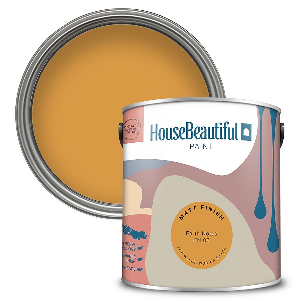 House Beautiful Durable Matt Emulsion Multi-Surface Paint Earth Notes EN.06 - 2.5L