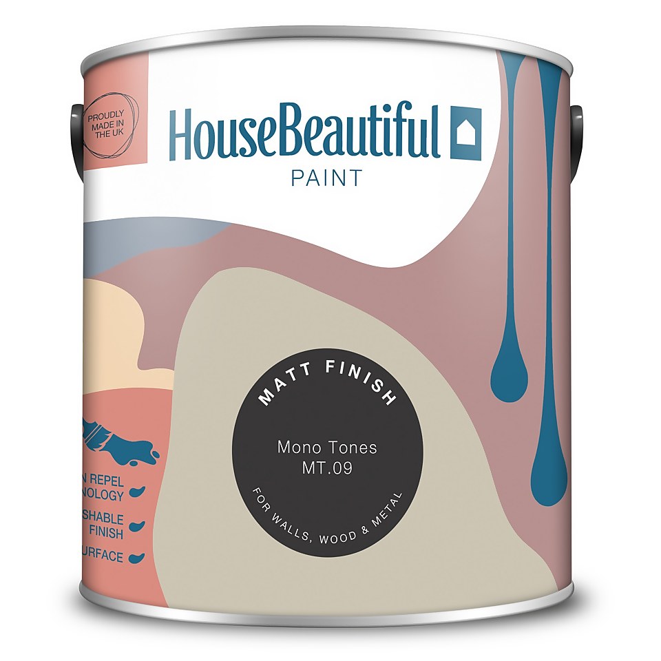 House Beautiful Durable Matt Emulsion Multi-Surface Paint Mono Tones MT.09 - 2.5L