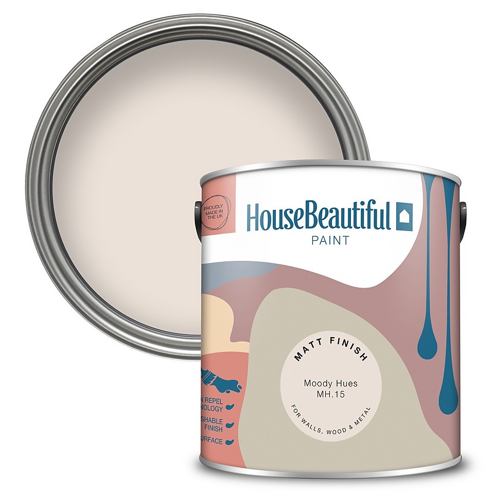 House Beautiful Durable Matt Emulsion Multi-Surface Paint Moody Hues MH.15 - 2.5L