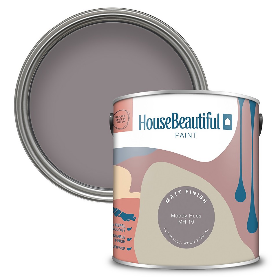 House Beautiful Durable Matt Emulsion Multi-Surface Paint Moody Hues MH.19 - 2.5L
