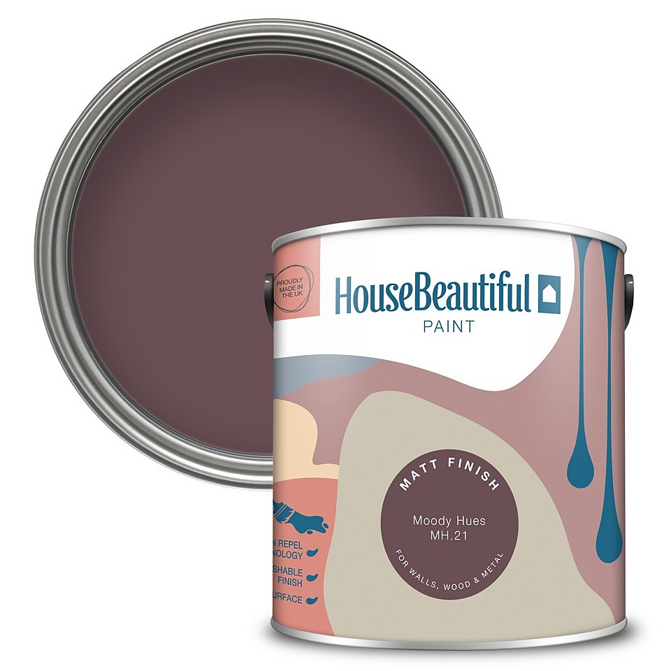 House Beautiful Durable Matt Emulsion Multi-Surface Paint Moody Hues MH.21 - 2.5L