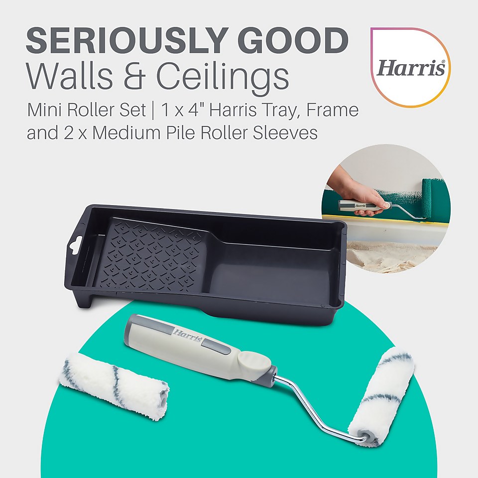 Harris Seriously Good Walls & Ceilings Medium Pile 4in Mini Roller Set