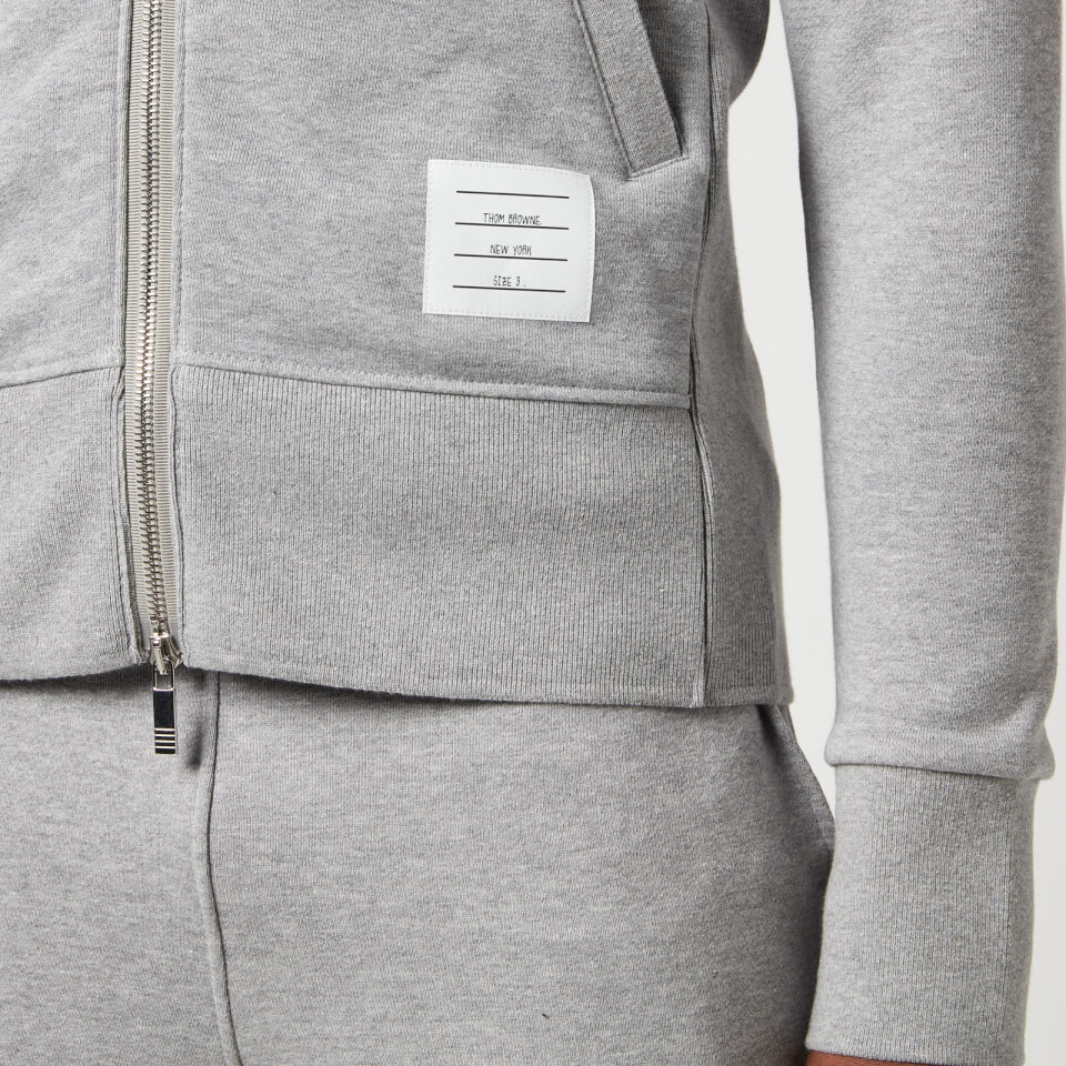 Thom Browne Men's 4-Bar Full Zip Hoodie - Light Grey - 1/S