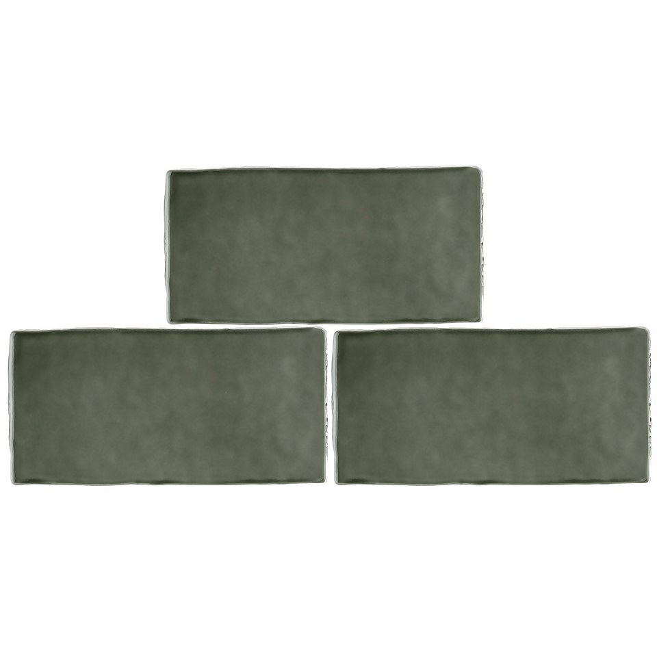 Country Living Artisan Moss Green Ceramic Wall Tile 150x75mm (Sample Only)