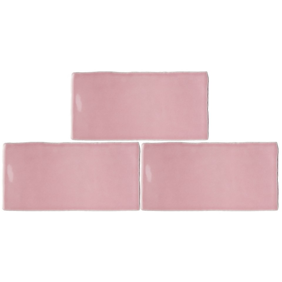 Country Living Artisan Peony Blush Ceramic Wall Tile 150x75mm (Sample Only)