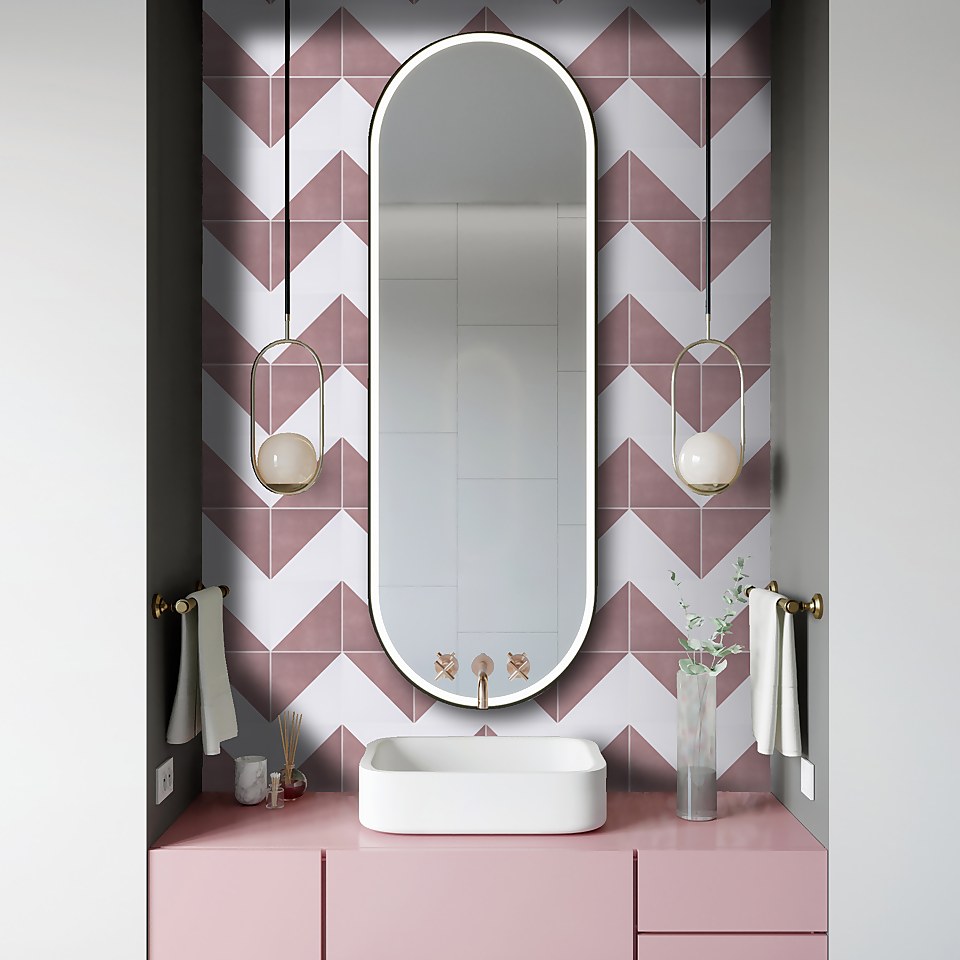 House Beautiful Half & Half Blush Porcelain Floor & Wall Tile 200x200mm (Sample Only)