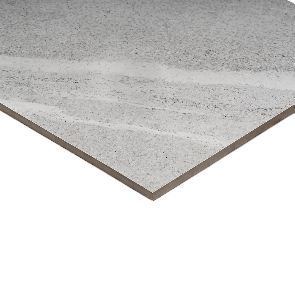 House of Tiles Sandwaves Gloss Light Grey Porcelain Floor & Wall Tiles 600x300mm (Sample Only)