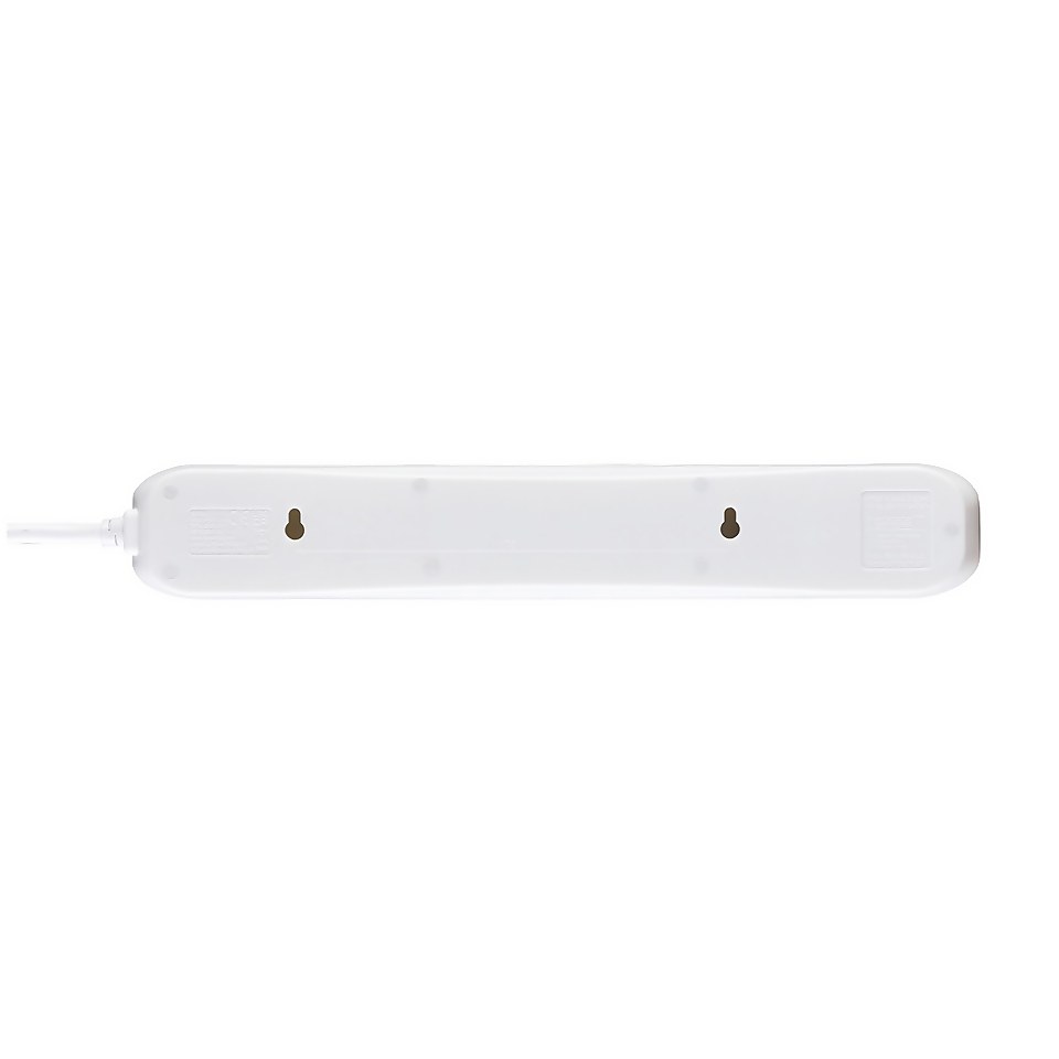 Masterplug 6 Socket 2 Metre 13 Amp White Extension Lead with Power Indicator