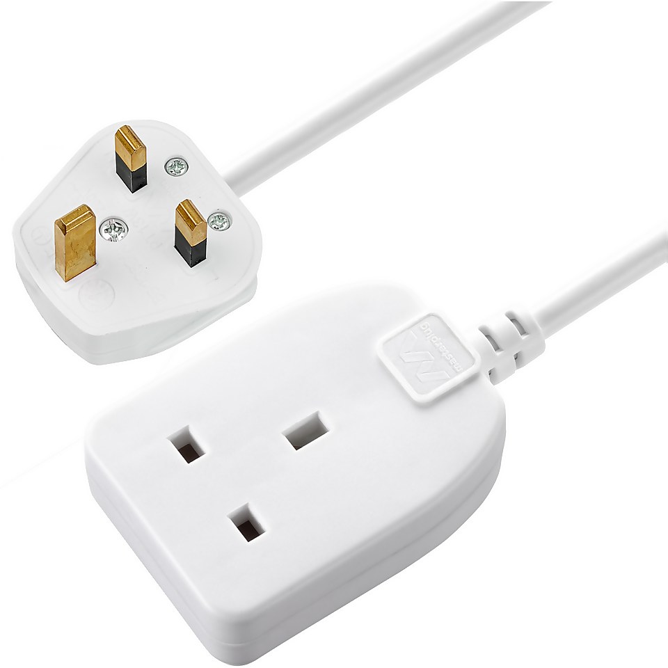 Masterplug Single Socket 5 Metre 13 Amp White Extension Lead Homebase