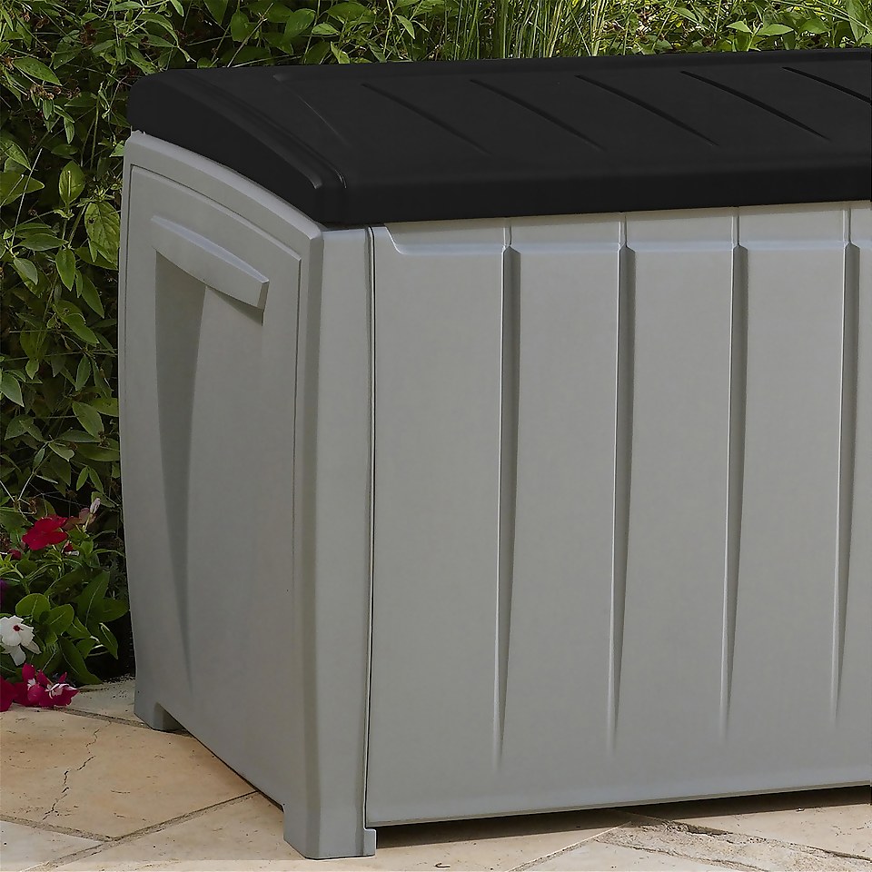 Keter Ace Outdoor Garden Storage Box 124 x 55 x 62.5cm - Grey and Black