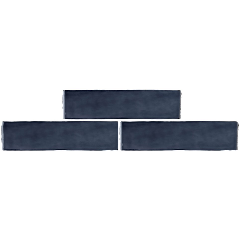 Country Living Artisan French Navy Ceramic Wall Tile 75 x 300mm - 0.5 sqm Pack