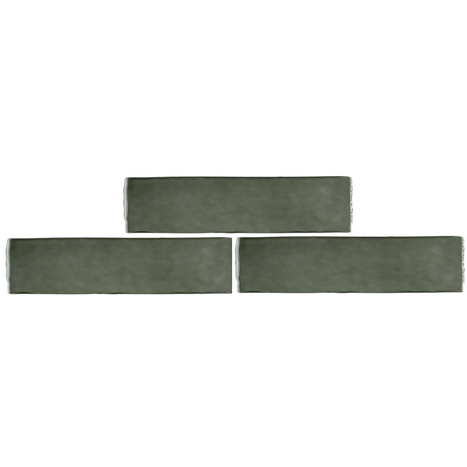 Country Living Artisan Moss Green Ceramic Wall Tile 75 x 300mm - 0.5 sqm Pack