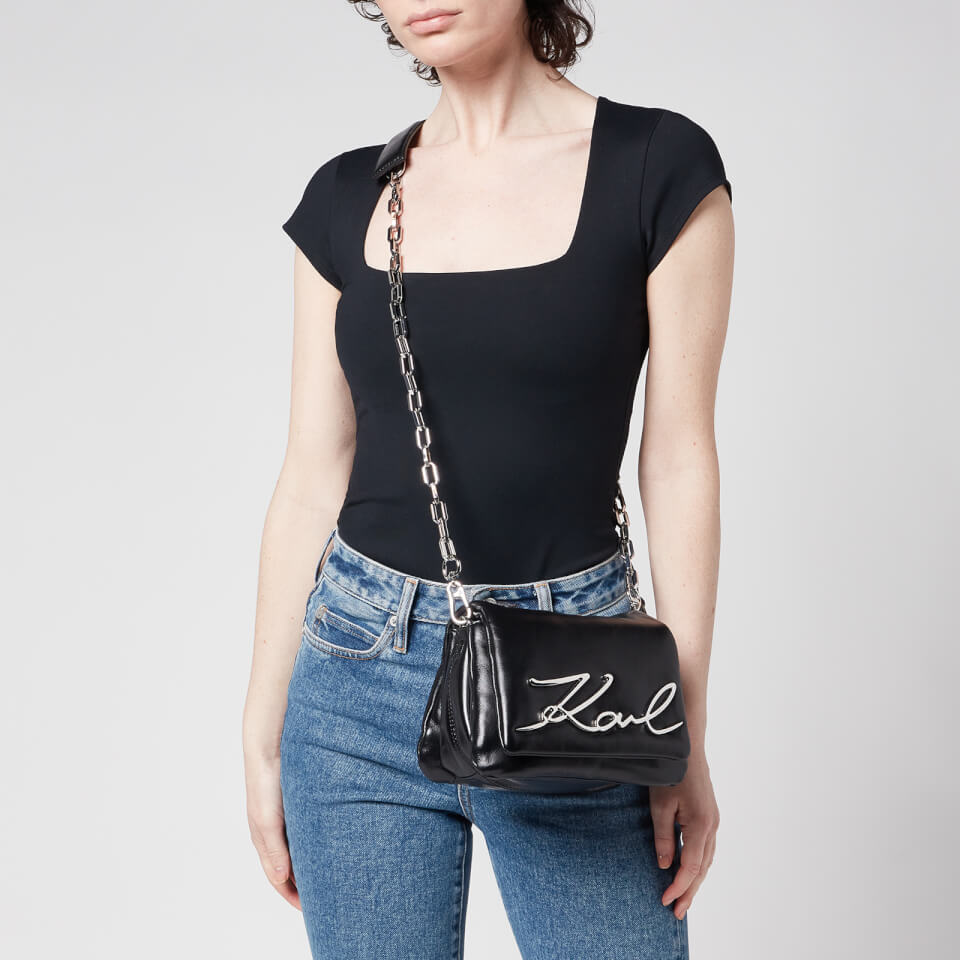 KARL LAGERFELD Women's K/Signature Soft Small Shoulder Bag - Black