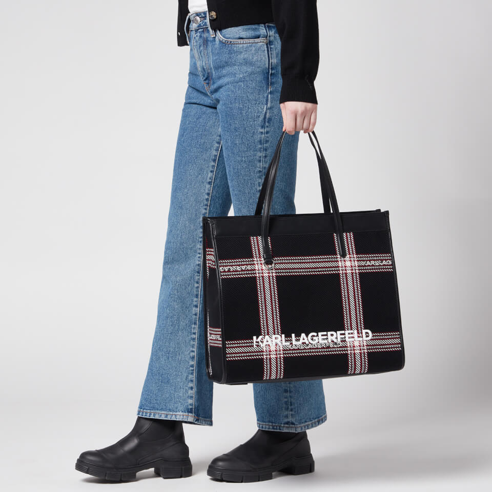 KARL LAGERFELD Women's K/Skuare Check Tote Bag - Black