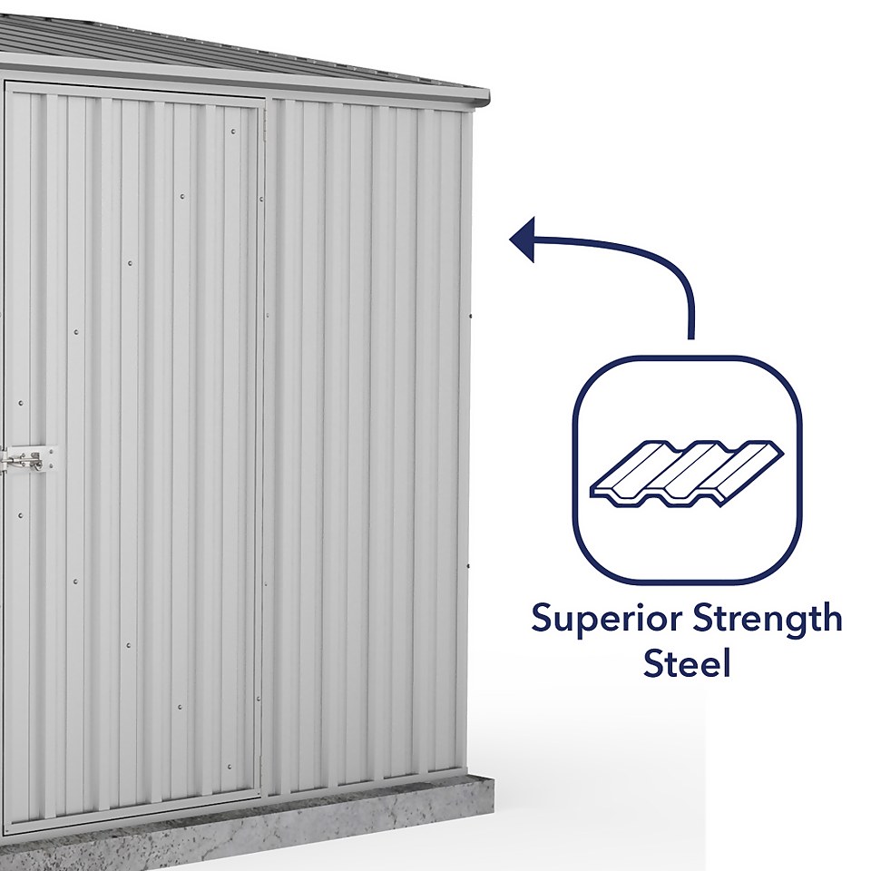 Absco 7.5 x 5ft Space Saver Metal Pent Shed - Zinc