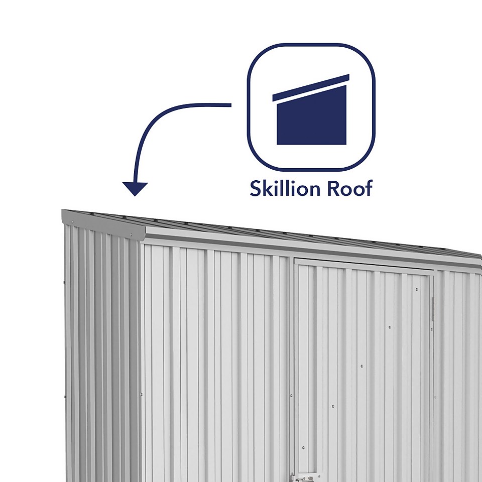 Absco 7.5 x 3ft Space Saver Metal Pent Shed - Zinc