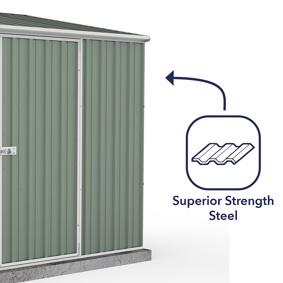 Absco 7.5 x 5ft Space Saver Metal Pent Shed - Green
