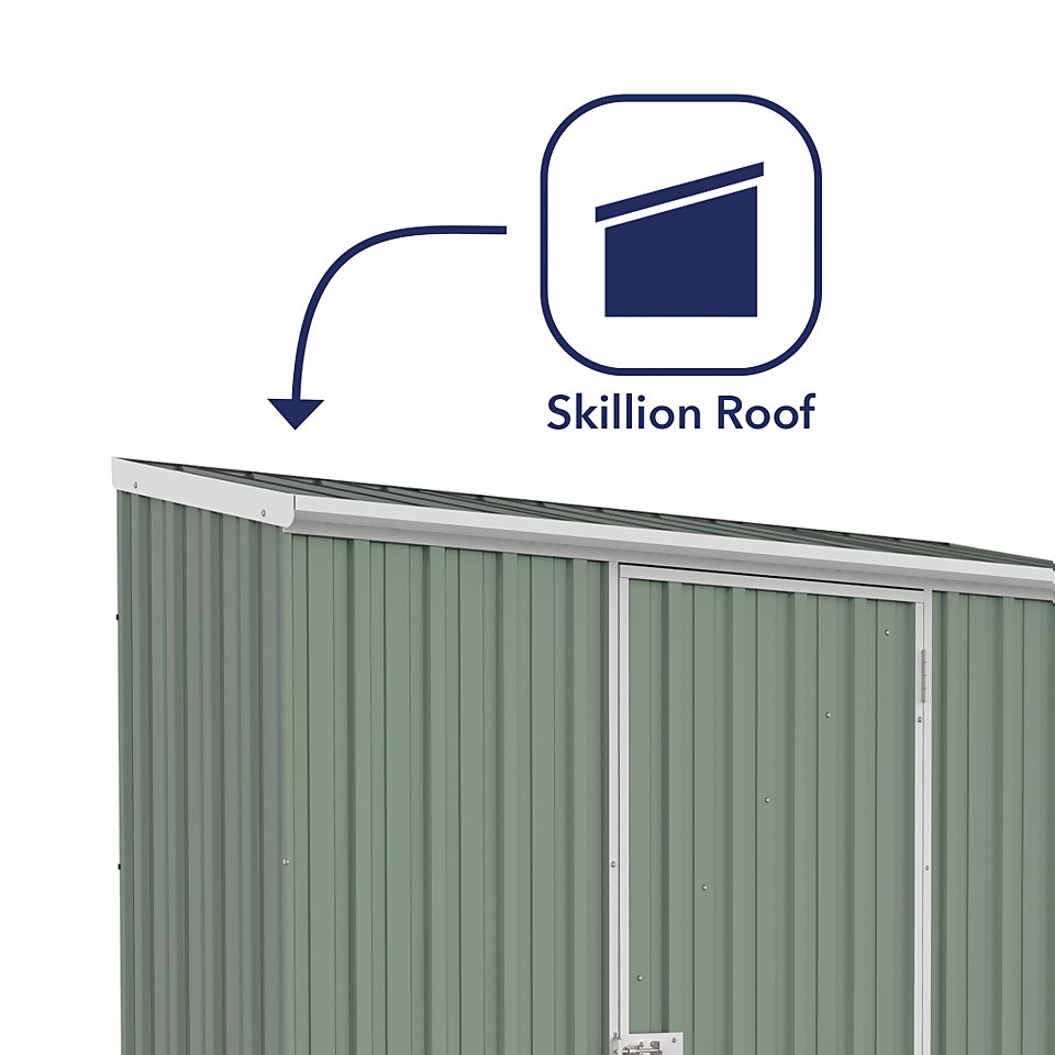 Absco 7.5 x 3ft Space Saver Metal Pent Shed - Green