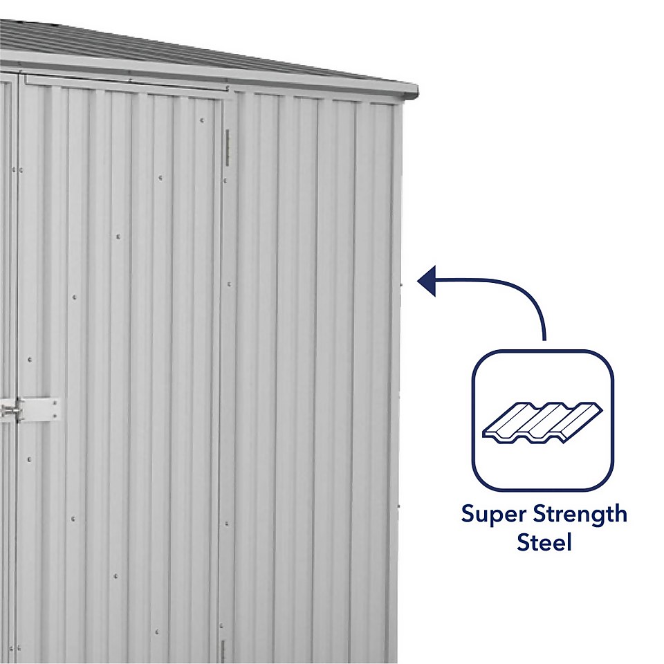 Absco 10 x 5ft Space Saver Metal Pent Shed - Zinc