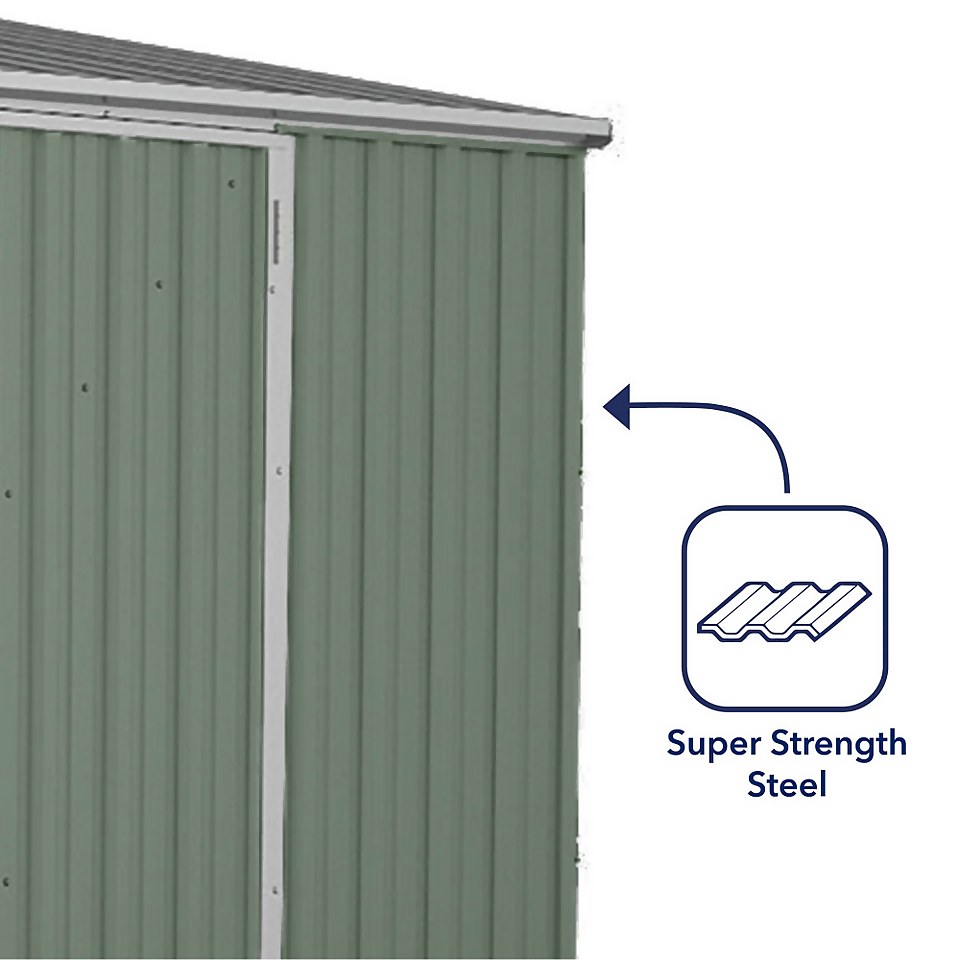 Absco 10 x 5ft Space Saver Metal Pent Shed - Green