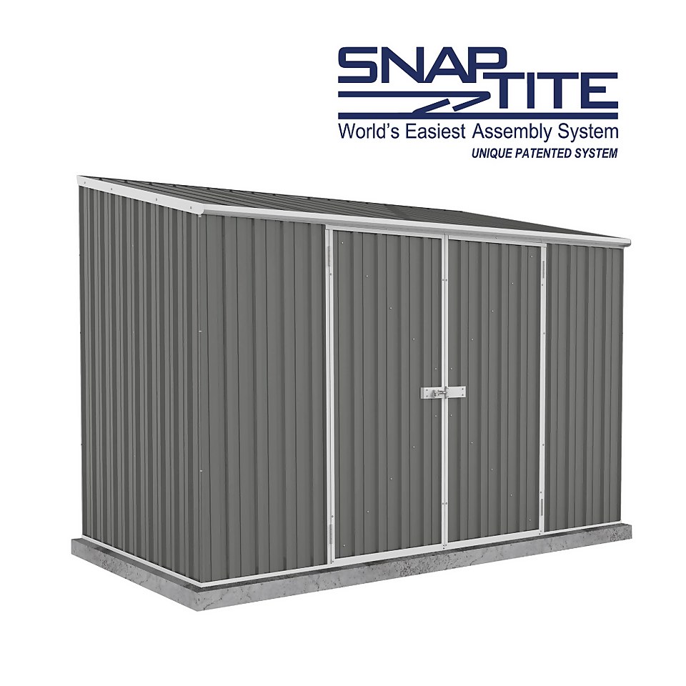 Absco 10 x 5ft Space Saver Metal Pent Shed - Grey