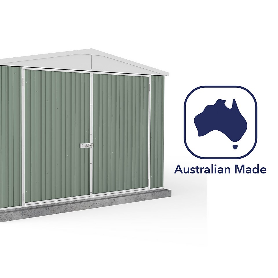 Absco 10 x 15ft Utility Workshop Apex Metal Shed - Green