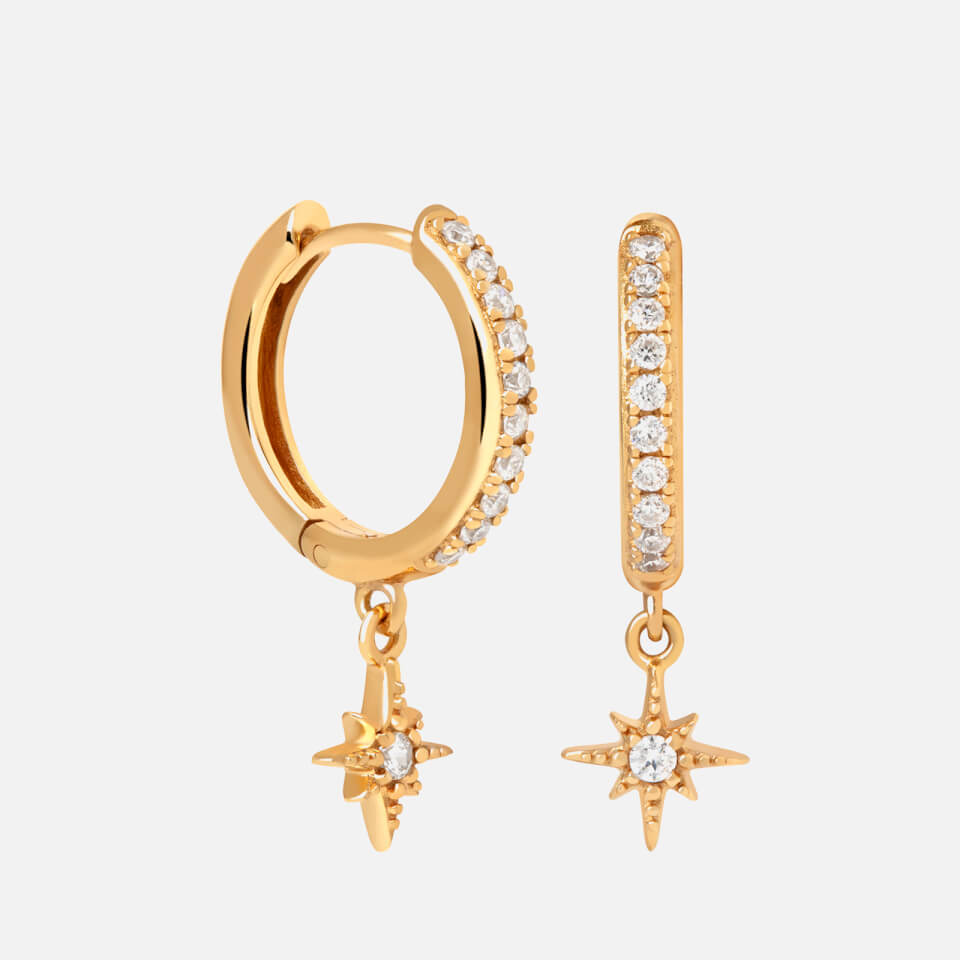 Astrid & Miyu Crystal Star Gold-Plated Hoop Earrings