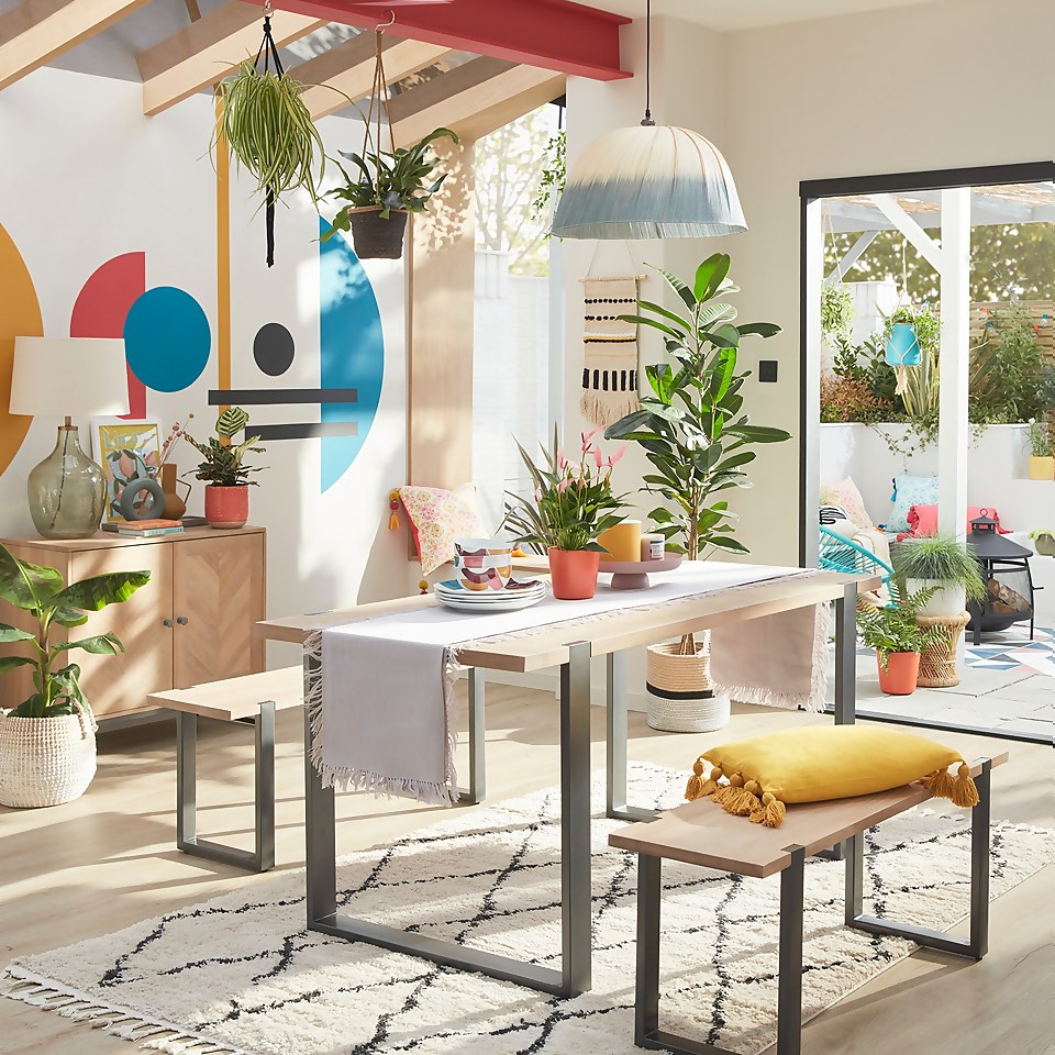 Dining Table and 2 Benches Homebase