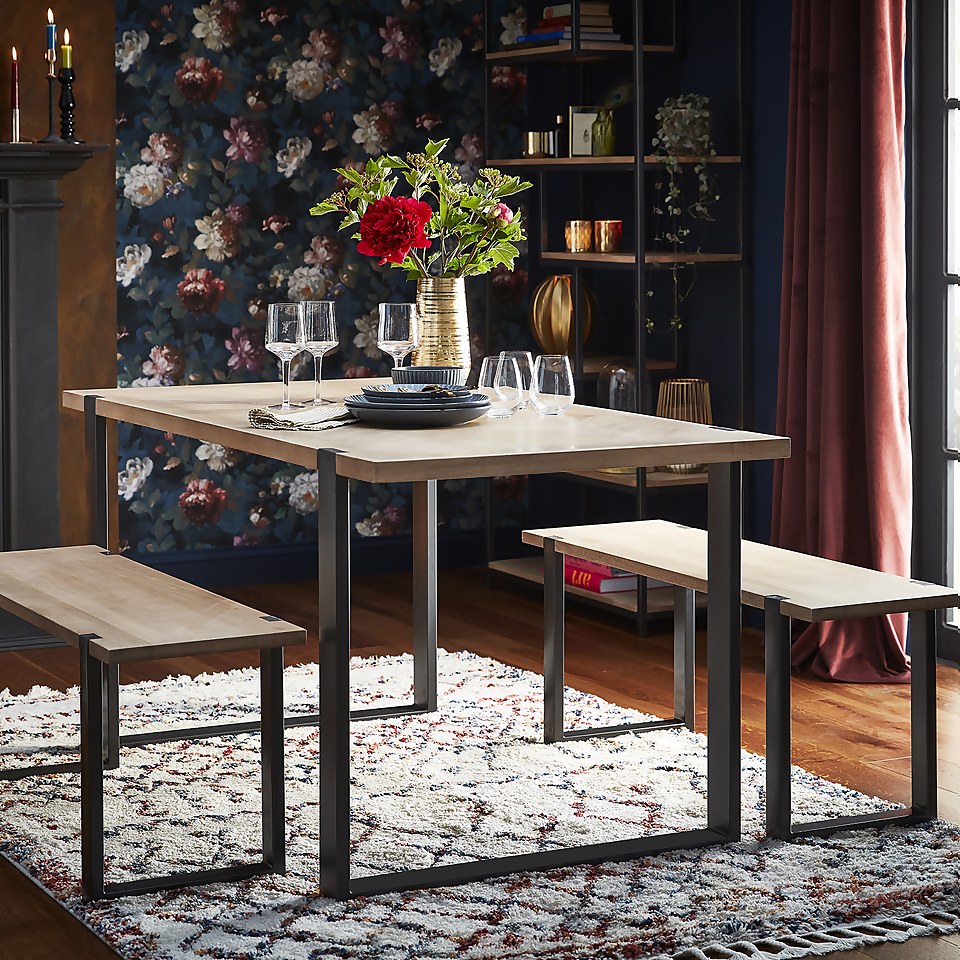 Dining Table and 2 Benches Homebase