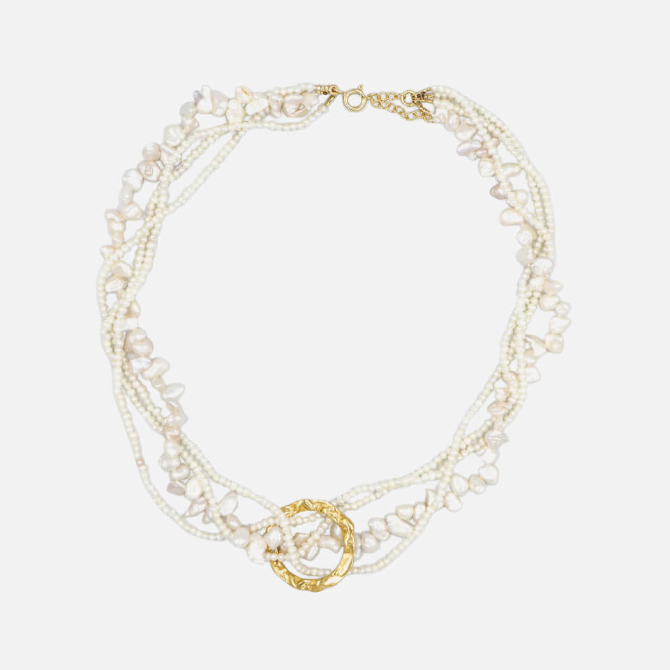 Hermina Athens Women's Full Moon Tangled Pearl Necklace - Gold